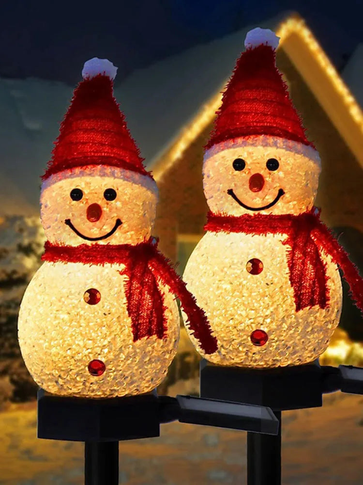 Snowman Christmas Solar Powered Stakes Lights For Corridor Patio Lawn Decoration