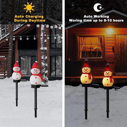 Snowman Christmas Solar Powered Stakes Lights For Corridor Patio Lawn Decoration