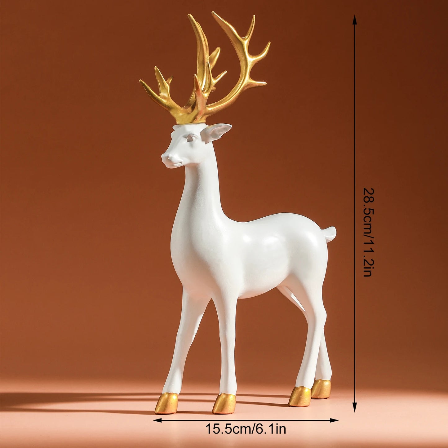 Reindeer Figurines White Deer Statue Elk Sculpture Solid Synthetic Resin