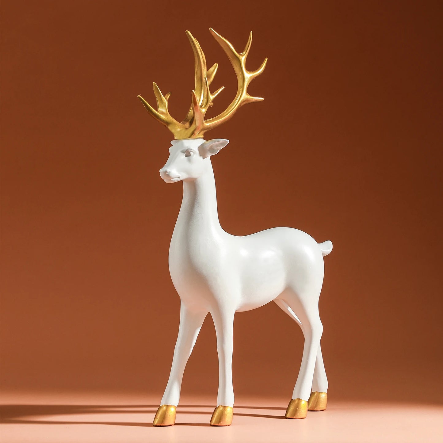 Reindeer Figurines White Deer Statue Elk Sculpture Solid Synthetic Resin