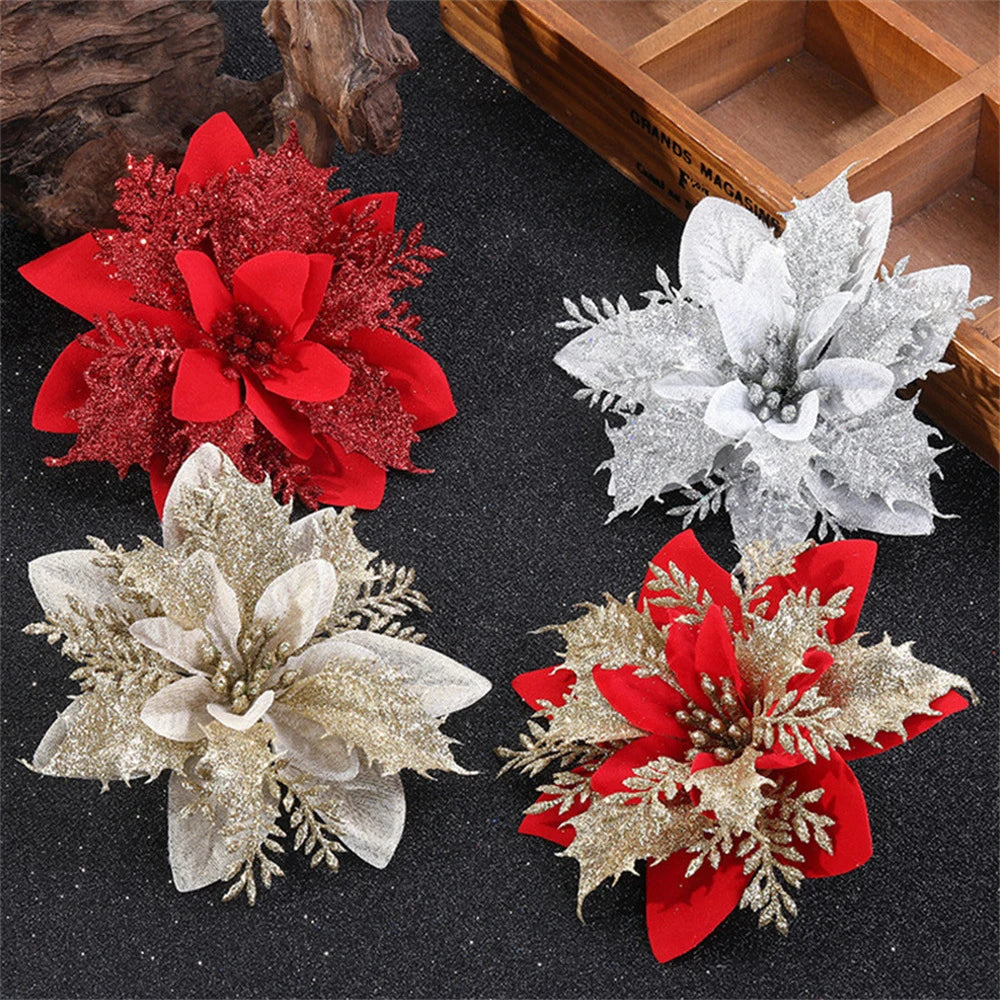 Christmas Flower Ornaments Flowers For Christmas Tree,Xmas Decoration For Home